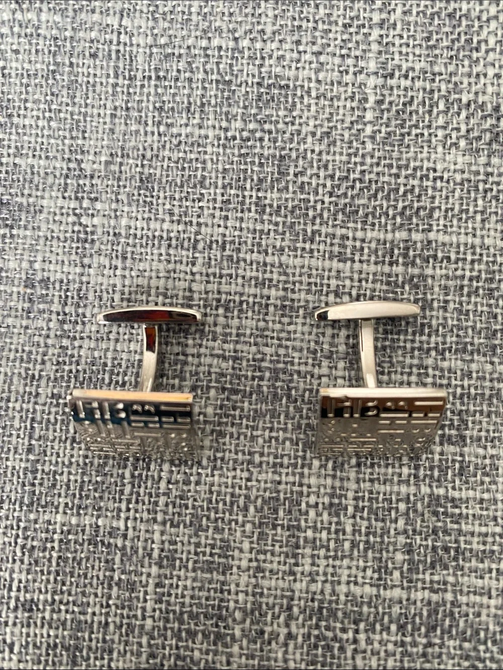 Hugo Boss Silver Textured Square Cufflinks